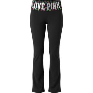 Victoria's Secret PINK Y2K Foldover Flare Yoga Pants Logo Waist Viral 2011 M